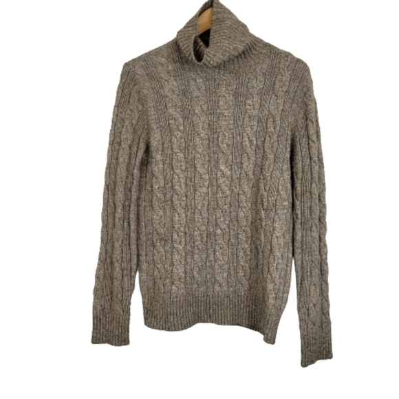 Express brown turtleneck cable knit wool sweater - Picture 1 of 8